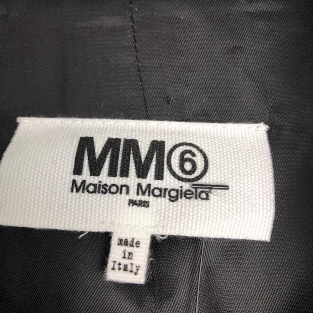 Maison‎ Margiela MM6 Black & Cream Houndstooth Layered Wool Blend Coat Sz. L